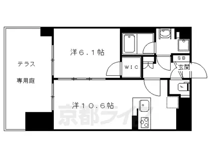 叡山電鉄 元田中駅 徒歩8分 5階建 築14年(1LDK/1階)の間取り写真