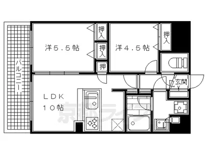 叡山電鉄 元田中駅 徒歩8分 5階建 築15年(2LDK/3階)の間取り写真