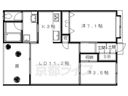 京阪電気鉄道鴨東線 出町柳駅 徒歩5分 1階建 築52年(2LDK)の間取り写真