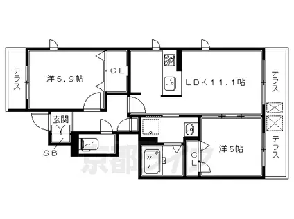 美空樹園(2LDK/1階)の間取り写真