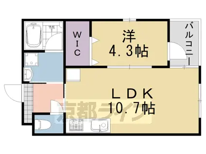 阪急電鉄京都線 桂駅 徒歩4分 3階建 築16年(1LDK/2階)の間取り写真