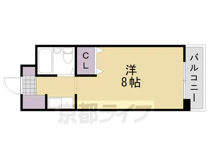 阪急電鉄京都線 桂駅 徒歩4分 3階建 築39年(1K/2階)の間取り写真