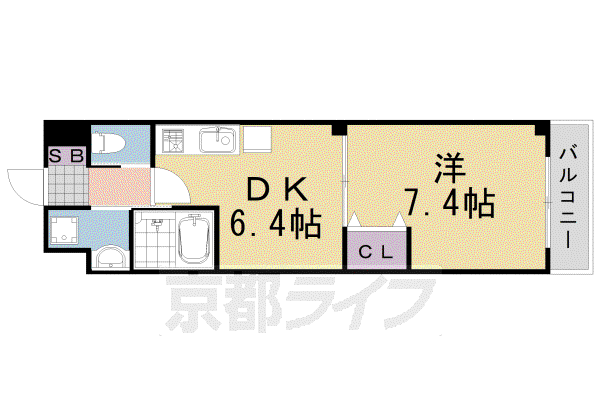 エコーウエスト(1DK/2階)の間取り写真