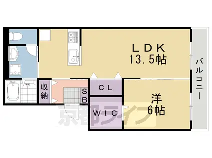 阪急電鉄嵐山線 上桂駅 徒歩7分 3階建 築16年(1LDK/2階)の間取り写真