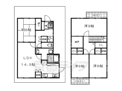 阪急電鉄京都線 桂駅 徒歩2分 2階建 築32年(4LDK)の間取り写真