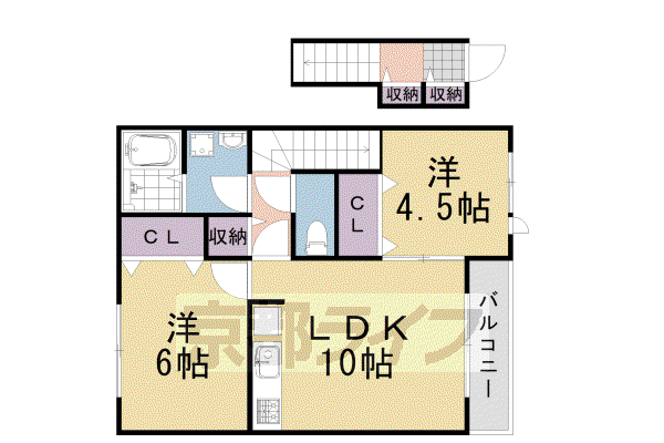 阪急電鉄京都線 桂駅 徒歩10分 2階建 築16年(2LDK/2階)の間取り写真
