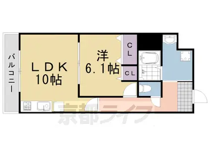 東海道本線 桂川駅(京都) 徒歩13分 3階建 築16年(1LDK/3階)の間取り写真