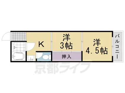 阪急電鉄京都線 桂駅 徒歩10分 2階建 築54年(2K/2階)の間取り写真