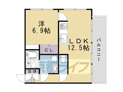 東海道本線 桂川駅(京都) 徒歩7分 5階建 築15年(1LDK/4階)の間取り写真