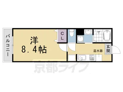 阪急電鉄嵐山線 上桂駅 徒歩13分 3階建 築18年(1K/1階)の間取り写真