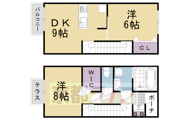 阪急電鉄嵐山線 上桂駅 徒歩19分 2階建 築16年(2DK/1階)の間取り写真