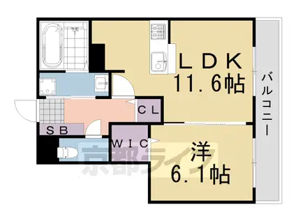 阪急電鉄嵐山線 上桂駅 徒歩6分 3階建 築15年(1LDK/3階)の間取り写真