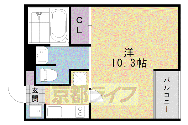 阪急電鉄嵐山線 上桂駅 徒歩10分 5階建 築15年(1K/2階)の間取り写真