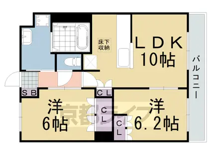 阪急電鉄京都線 洛西口駅 徒歩33分 2階建 築15年(2LDK/1階)の間取り写真