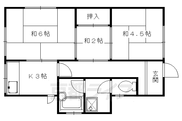 阪急電鉄京都線 東向日駅 徒歩48分 1階建 築58年(3K)の間取り写真