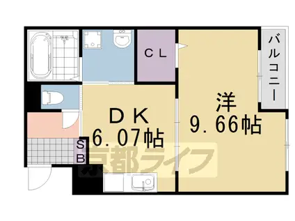 阪急電鉄京都線 洛西口駅 徒歩9分 2階建 築14年(1DK/1階)の間取り写真