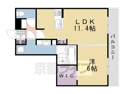 阪急電鉄嵐山線 上桂駅 徒歩10分 3階建 築14年(1LDK/2階)の間取り写真