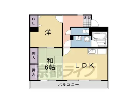 阪急電鉄京都線 桂駅 徒歩15分 2階建 築23年(2DK/1階)の間取り写真