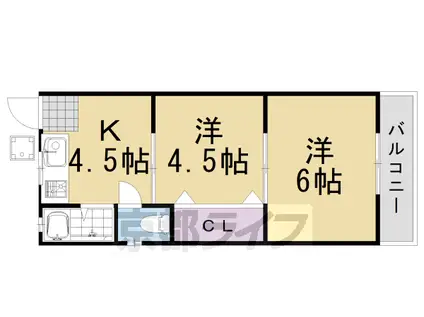 阪急電鉄京都線 桂駅 徒歩11分 2階建 築54年(2DK/1階)の間取り写真