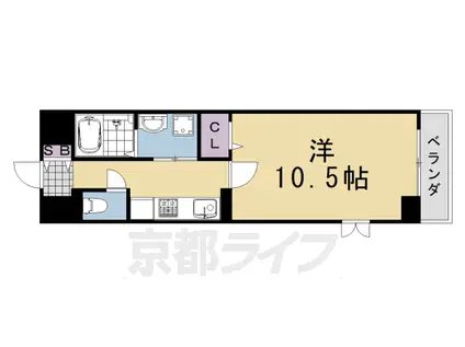 阪急電鉄京都線 桂駅 徒歩10分 5階建 築13年(1K/2階)の間取り写真