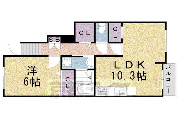 STUDIO・M(1LDK/1階)の間取り写真
