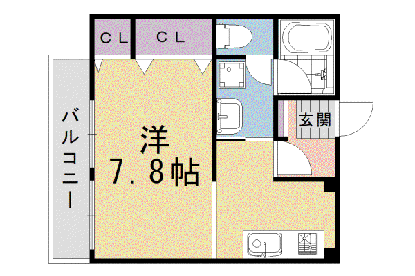SOCIA晃月(1K/1階)の間取り写真