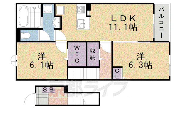 Mコンフォルト(2LDK/2階)の間取り写真