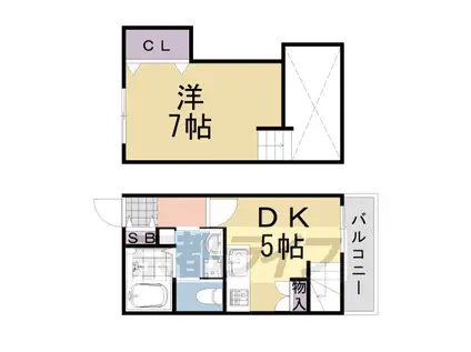 阪急電鉄京都線 桂駅 徒歩5分 2階建 築15年(1DK/1階)の間取り写真