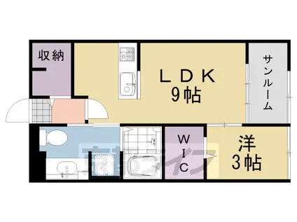 阪急電鉄嵐山線 松尾大社駅 徒歩5分 2階建 築12年(1LDK/1階)の間取り写真