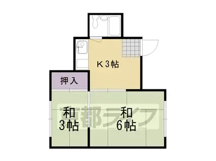 阪急電鉄京都線 桂駅 徒歩15分 2階建 築51年(2K/1階)の間取り写真