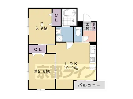 阪急電鉄京都線 桂駅 徒歩12分 4階建 築12年(1SLDK/3階)の間取り写真