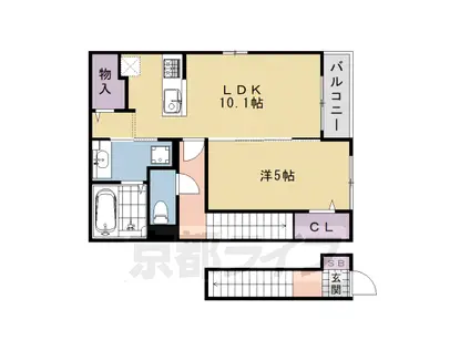 東海道本線 桂川駅(京都) 徒歩10分 2階建 築12年(1LDK/2階)の間取り写真