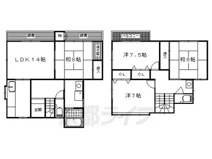 阪急電鉄京都線 桂駅 徒歩20分 2階建 築34年(4LDK)の間取り写真