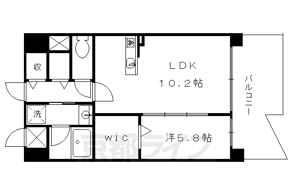 阪急電鉄京都線 上牧駅(大阪) 徒歩3分 6階建 築17年(1LDK/6階)の間取り写真