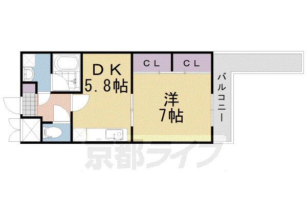 阪急電鉄京都線 東向日駅 徒歩1分 5階建 築16年(1DK/3階)の間取り写真