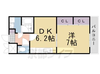 阪急電鉄京都線 東向日駅 徒歩1分 5階建 築16年(1DK/1階)の間取り写真