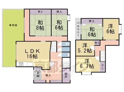 阪急電鉄京都線 長岡天神駅 徒歩17分 2階建 築65年(6SLDK)の間取り写真