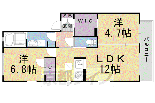 阪急電鉄京都線 西向日駅 徒歩27分 2階建 築16年(2LDK/2階)の間取り写真