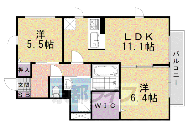 京阪電気鉄道京阪線 中書島駅 徒歩50分 2階建 築16年(2LDK/2階)の間取り写真