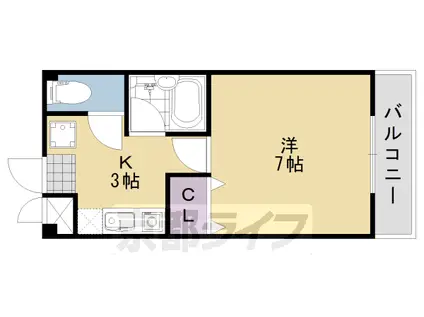 阪急電鉄京都線 長岡天神駅 徒歩10分 3階建 築16年(1K/3階)の間取り写真