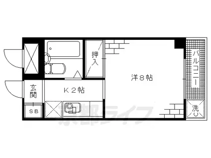 東海道本線 長岡京駅 徒歩20分 3階建 築38年(1K/3階)の間取り写真