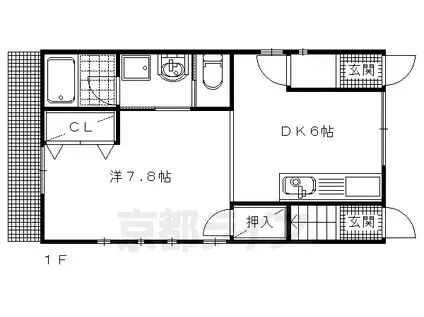阪急電鉄京都線 東向日駅 徒歩4分 2階建 築16年(1DK/1階)の間取り写真