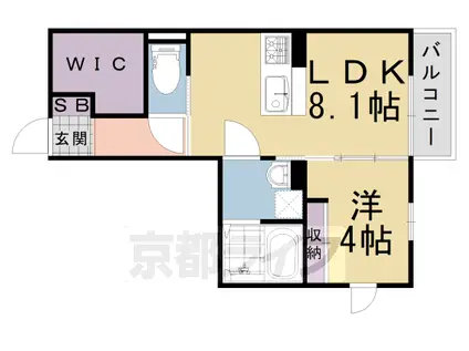 東海道本線 長岡京駅 徒歩3分 2階建 築15年(1LDK/1階)の間取り写真