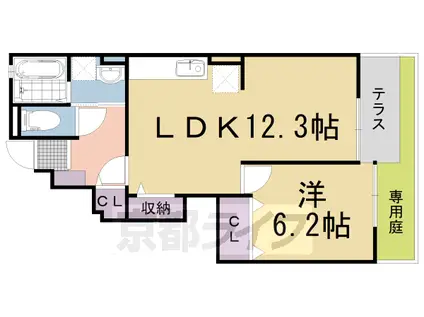 東海道本線 向日町駅 徒歩35分 2階建 築15年(1LDK/1階)の間取り写真