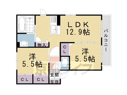 シャーメゾンうぐいす台(2LDK/2階)の間取り写真