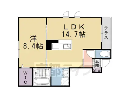 東海道本線 向日町駅 徒歩13分 2階建 築16年(1LDK/1階)の間取り写真