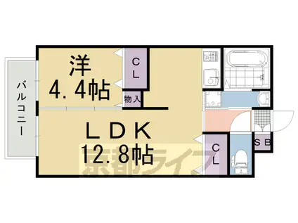 東海道本線 長岡京駅 徒歩3分 5階建 築14年(1LDK/2階)の間取り写真