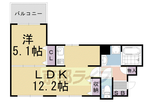 東海道本線 長岡京駅 徒歩3分 5階建 築14年(1LDK/4階)の間取り写真
