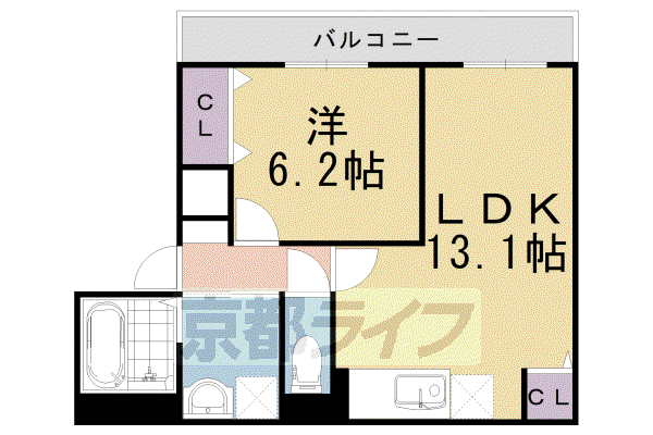 近鉄京都線 竹田駅(京都) 徒歩42分 3階建 築14年(1LDK/3階)の間取り写真