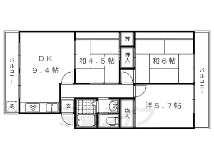 第二西ノ京マンション(3LDK/2階)の間取り写真
